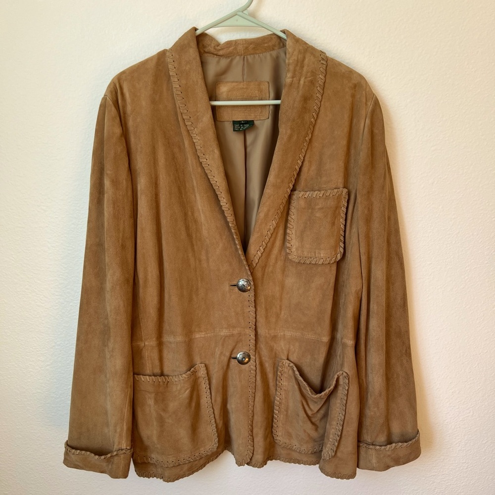 RALPH LAUREN Suede jacket Western Turquoise Silver Button Blazer Size L